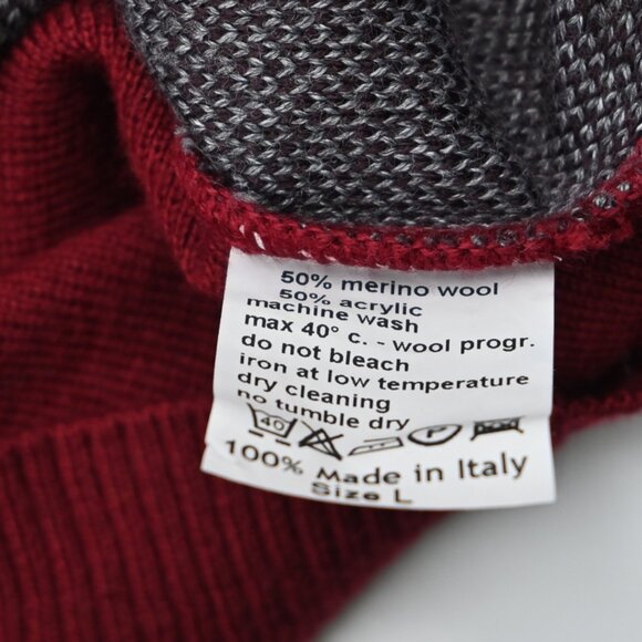 GORGEOUS Gionfriddo MCM Wool Blend Made in Italy Red Jumper Polo Neck Sweater L - Picture 5 of 5